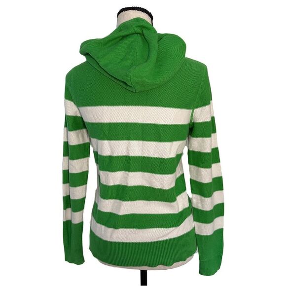 Lauren Ralph Lauren | Y2K Green White Striped Hoodie Sweater | Size Small - Picture 2 of 4